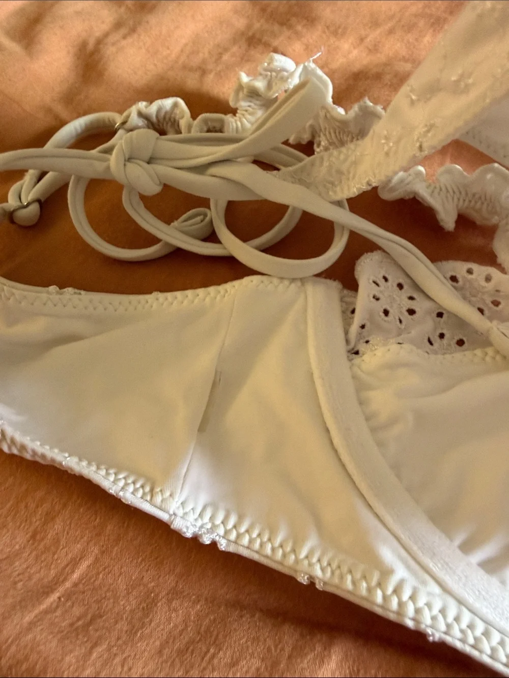Frankie's Bikinis White Eyelet Lace Two-Piece Bikini medium set